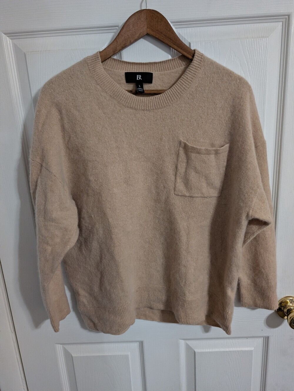 Banana Republic Womens Cashmere Sweater Beige Tan Crewneck Size Large